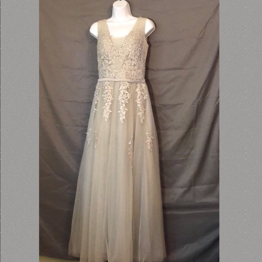 Floor Length Light Grey Gown